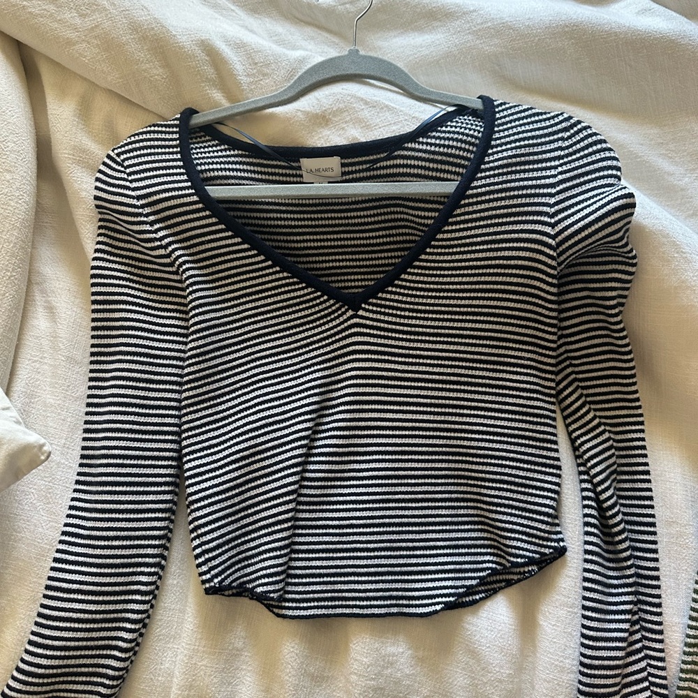 Navy and white striped long sleeve